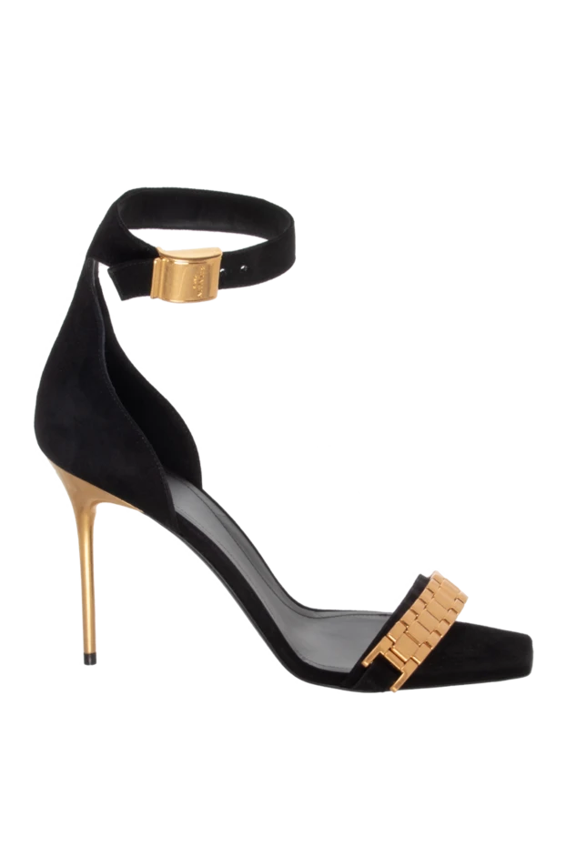 Black suede sandals for women