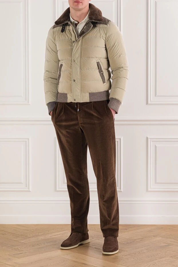 Пуховик чоловічий з поліаміду та поліестеру зелений - фото 2