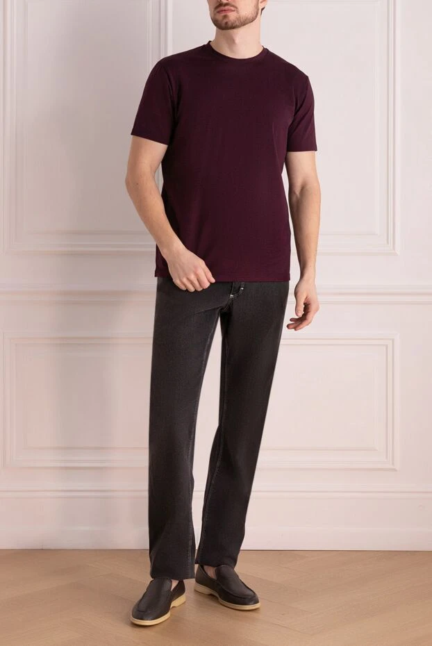 Cesare di Napoli burgundy t-shirt made of breathable cotton with added fibers 196909 - photo 2