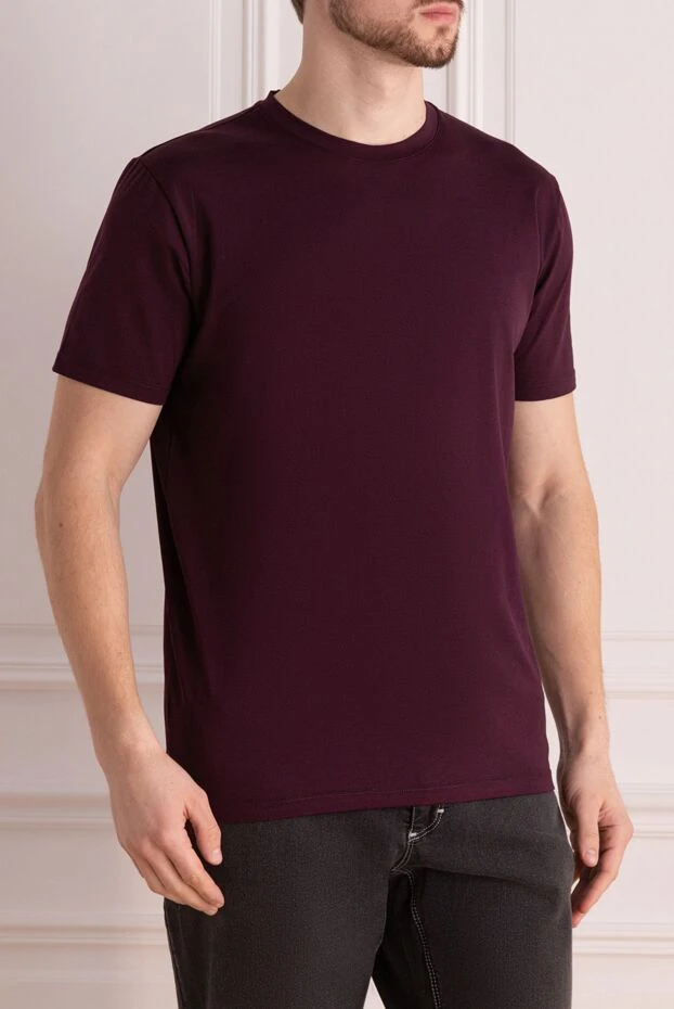Cesare di Napoli burgundy t-shirt made of breathable cotton with added fibers 196909 - photo 3