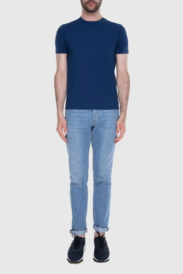 Cesare di Napoli a t-shirt with a dense texture in deep indigo for a basic wardrobe 196505 - photo 2