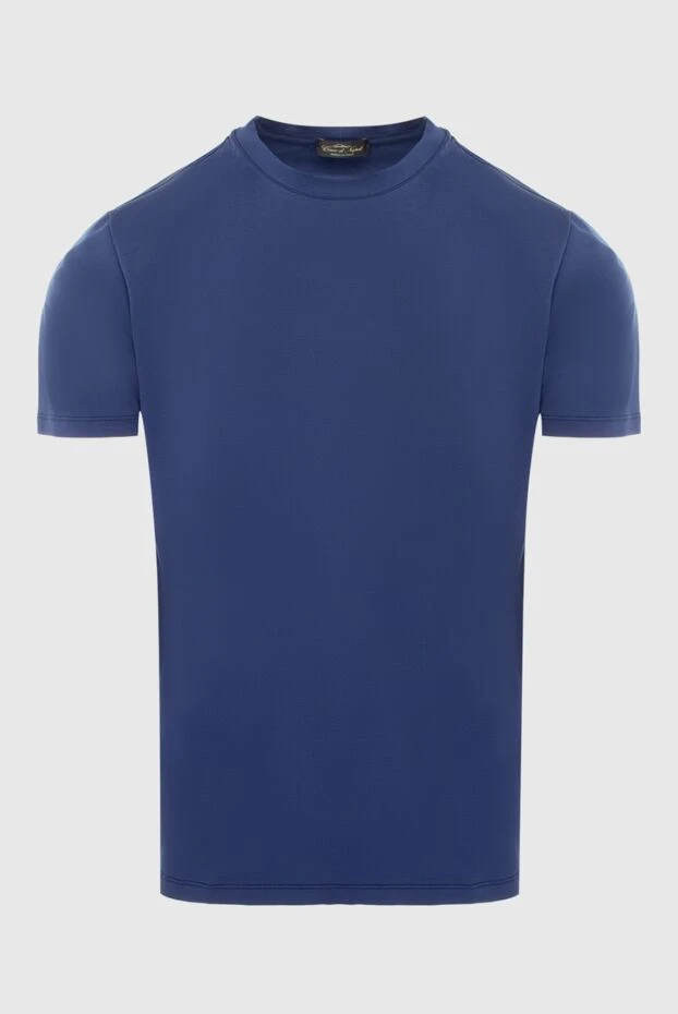 Deep blue T-shirt made of elastic cotton fabric - photo 1