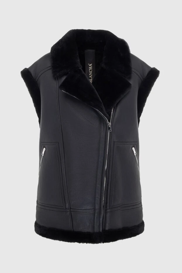 Blancha woman black leather and fur vest for women buy with prices and photos 170972 - photo 1