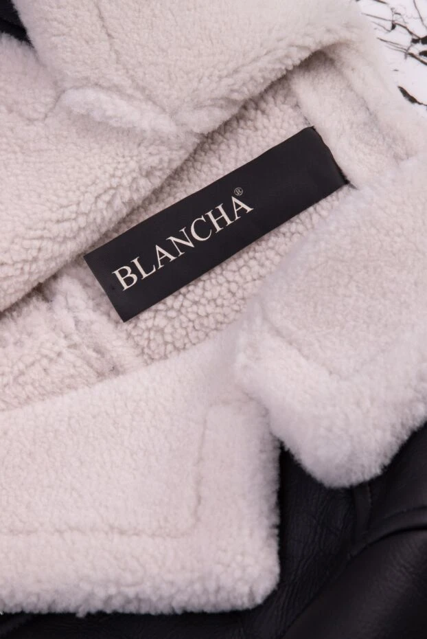 Blancha women's black leather sheepskin coat with fur in the style of a kerchief 170979 - photo 3