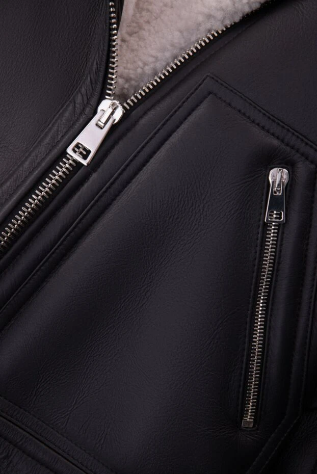 Blancha дубленка женская черная кожаная с мехом в стиле косухи 170979 - фото 3