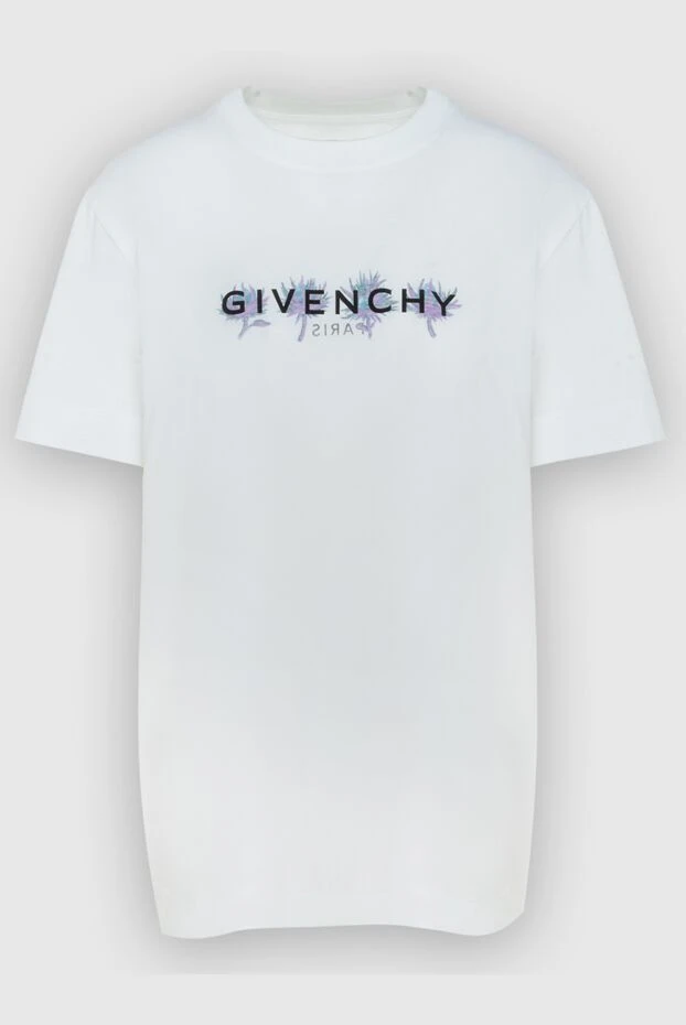 Givenchy women's cotton white t-shirt with a black logo 171071 - photo 1