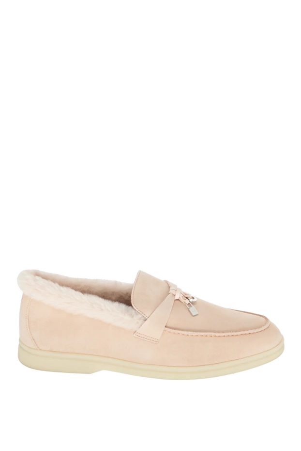 Loro Piana loafers women's classic suede and fur pale pink 171088 - photo 1