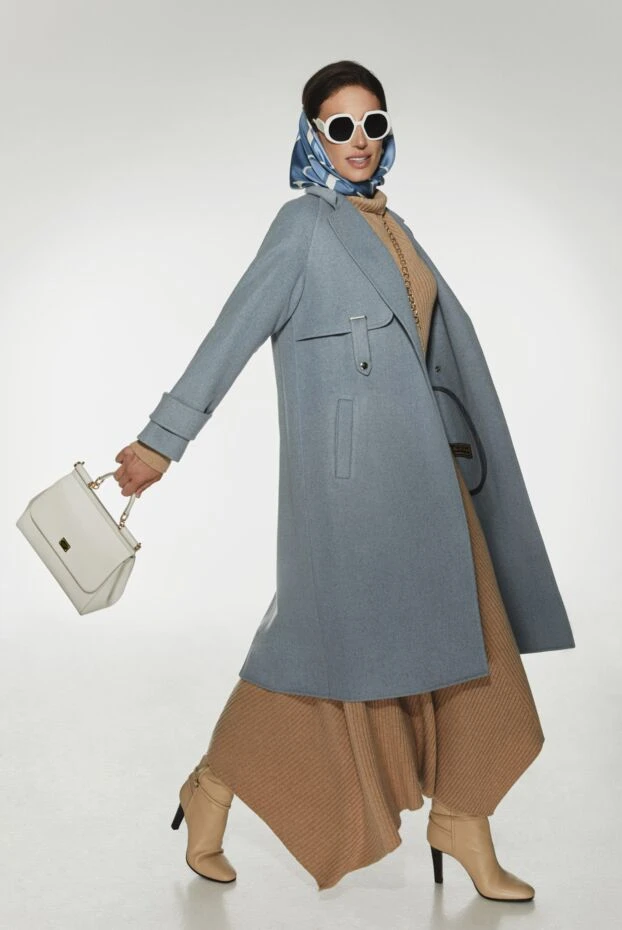 Fabio Gavazzi blue cashmere and fur coat for women 171093 - photo 2