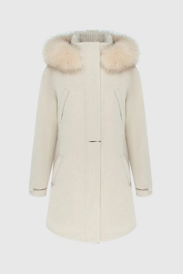 Loro Piana woman white cashmere and natural fur coat for women buy with prices and photos 171105 - photo 1