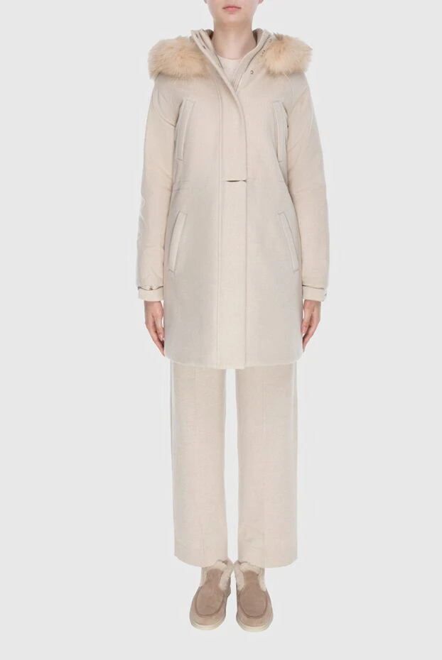 Loro Piana жіночі пальто з кашеміру та натурального хутра біле жіноче купити фото з цінами 171105 - фото 2