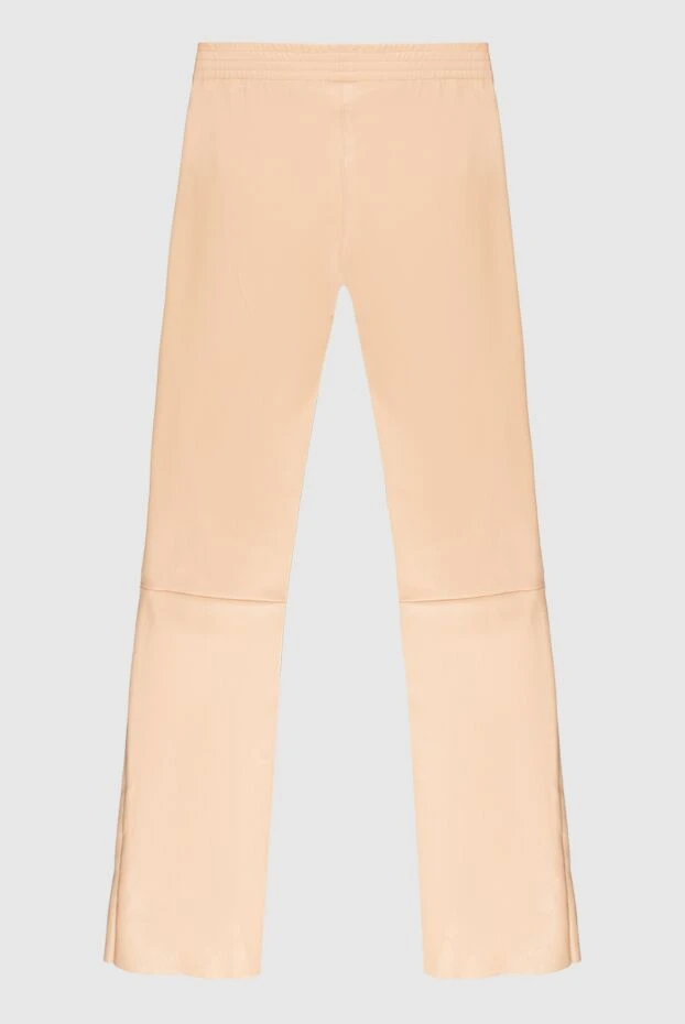 DROMe women's beige leather high-waisted pants 171118 - photo 1