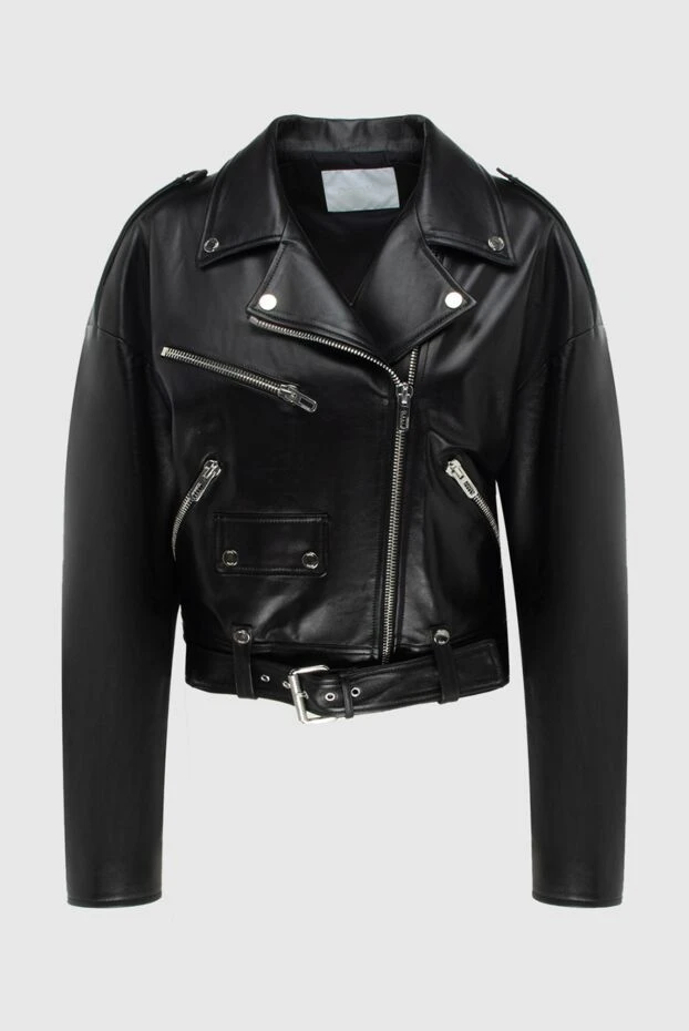 Women's black cropped leather jacket