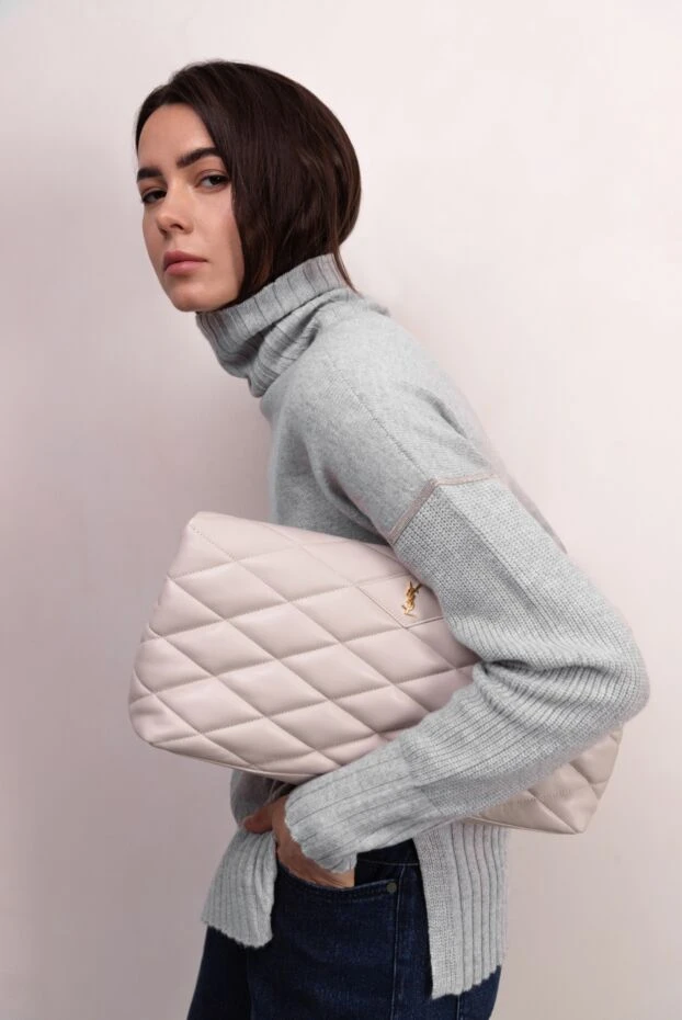 Saint Laurent sade puffer lame leather envelope clutch white quilted 171143 - photo 3