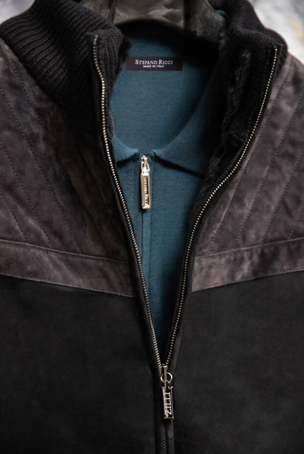 Zilli black men's fur jacket made of genuine leather and cashmere 171169 - photo 2