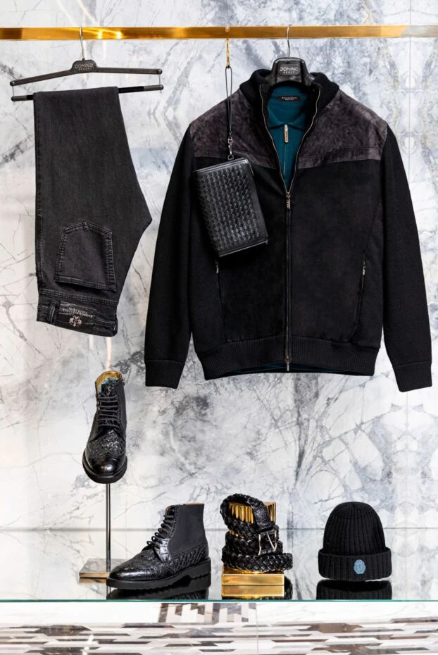 Zilli black men's fur jacket made of genuine leather and cashmere 171169 - photo 3