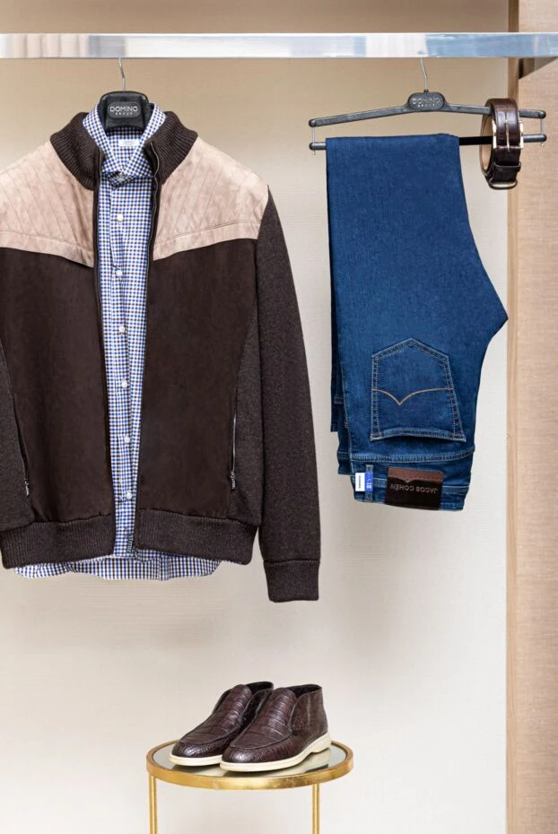 Zilli cashmere cardigan with a zipper for men brown with beige inserts 171173 - photo 2