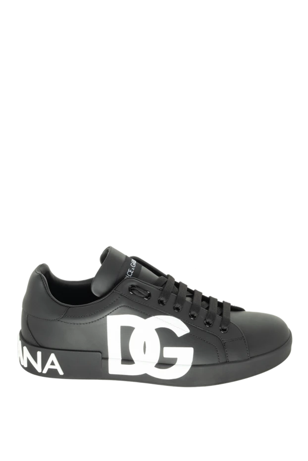 Dolce & Gabbana portofino sneakers with textured logo black leather men's 171179 - photo 1