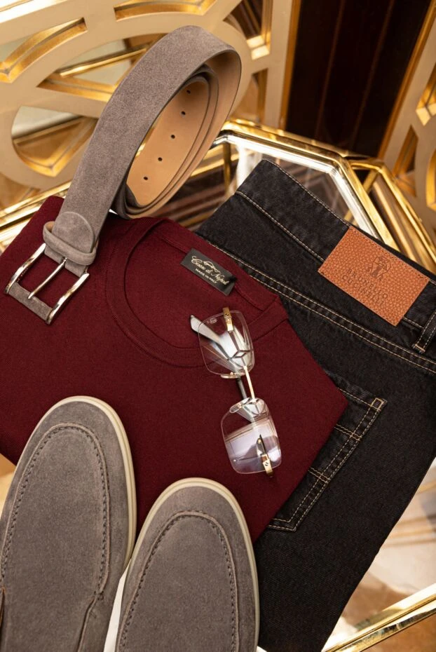 Cesare di Napoli джемпер базовий вовняний бордовий чоловічий 171217 - фото 2