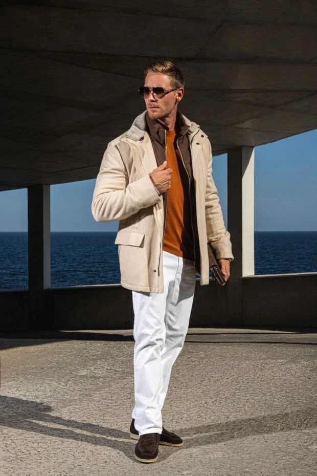 Cesare di Napoli orange wool jumper for men 171228 - photo 3