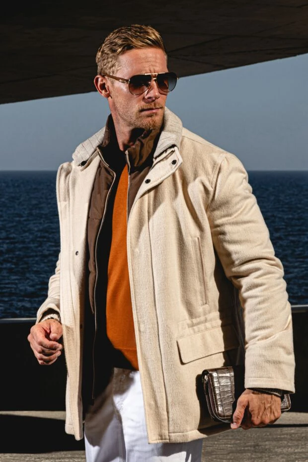 Джемпер оранжевый шерстяной мужской - фото 2