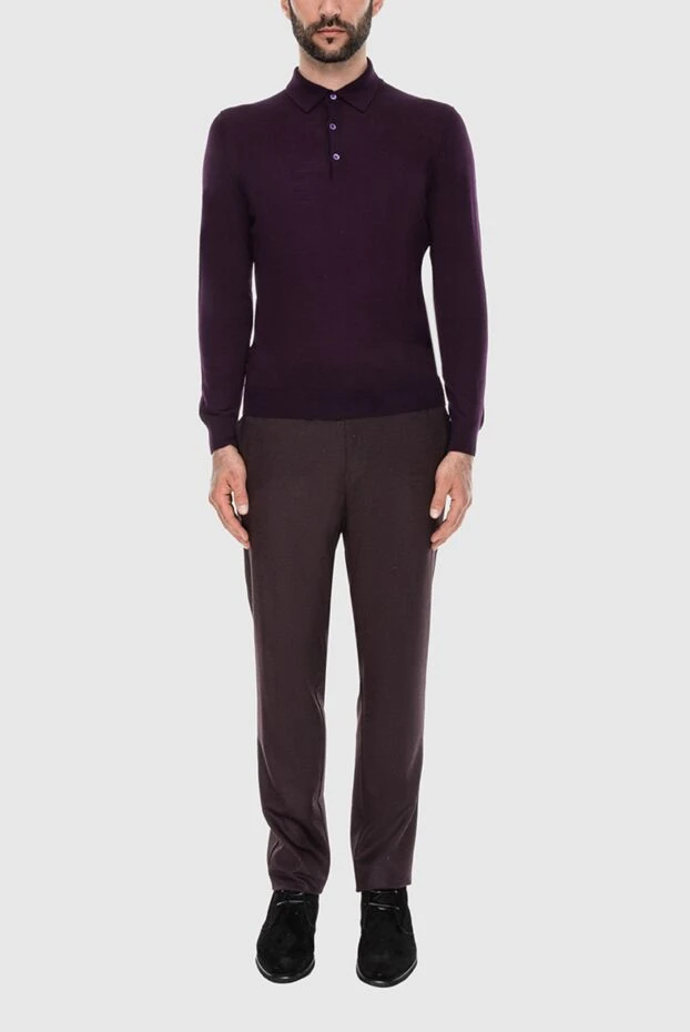 Cesare di Napoli man wool long sleeve polo violet for men 171237 - photo 2