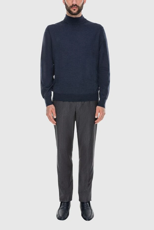 Gran Sasso man men's jumper with a high stand-up collar made of wool, blue buy with prices and photos 171284 - photo 2