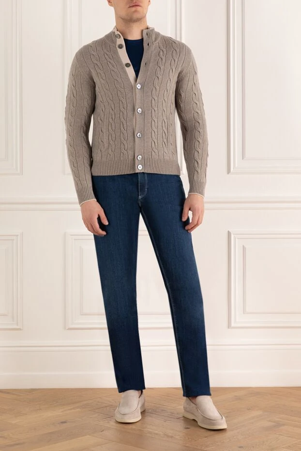 Gran Sasso man cardigan made of wool, viscose and cashmere, beige for men buy with prices and photos 171336 - photo 2