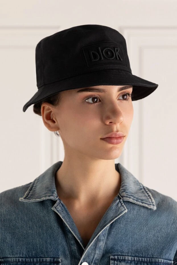 Dior woman women's black cotton panama hat buy with prices and photos 171371 - photo 2