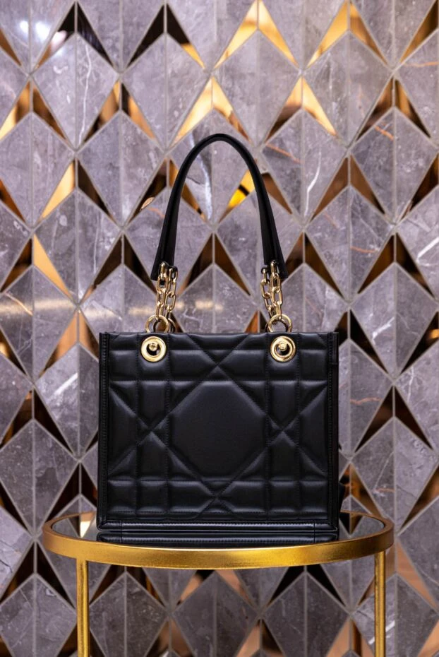 Dior women's black square bag made of textured leather 171376 - photo 3