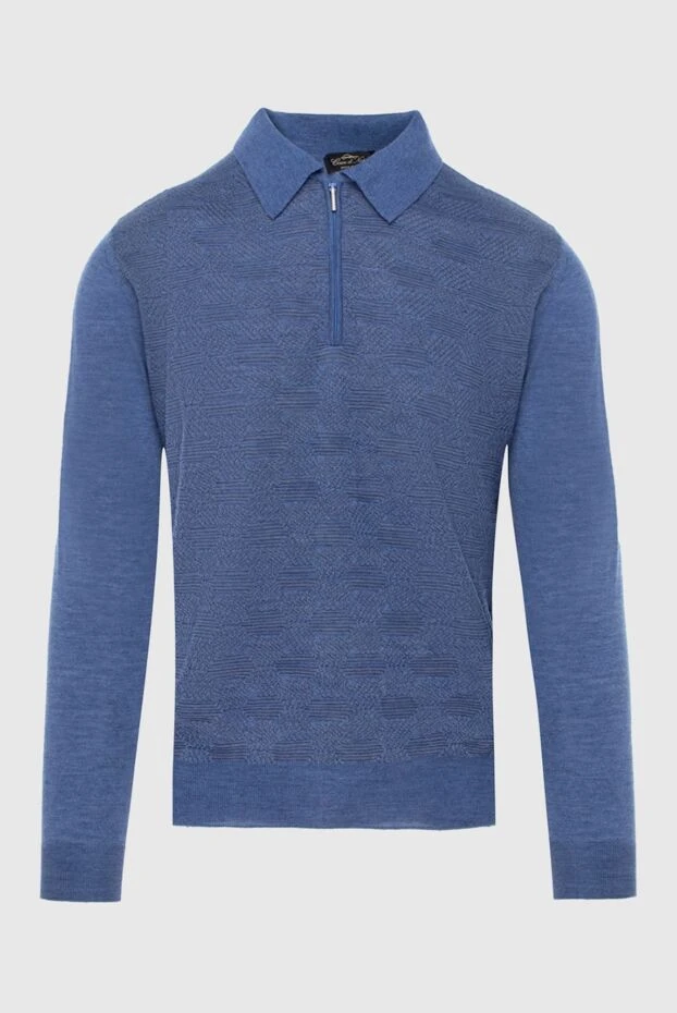 Cesare di Napoli man long sleeve polo in silk and cashmere blue for men 171395 - photo 1