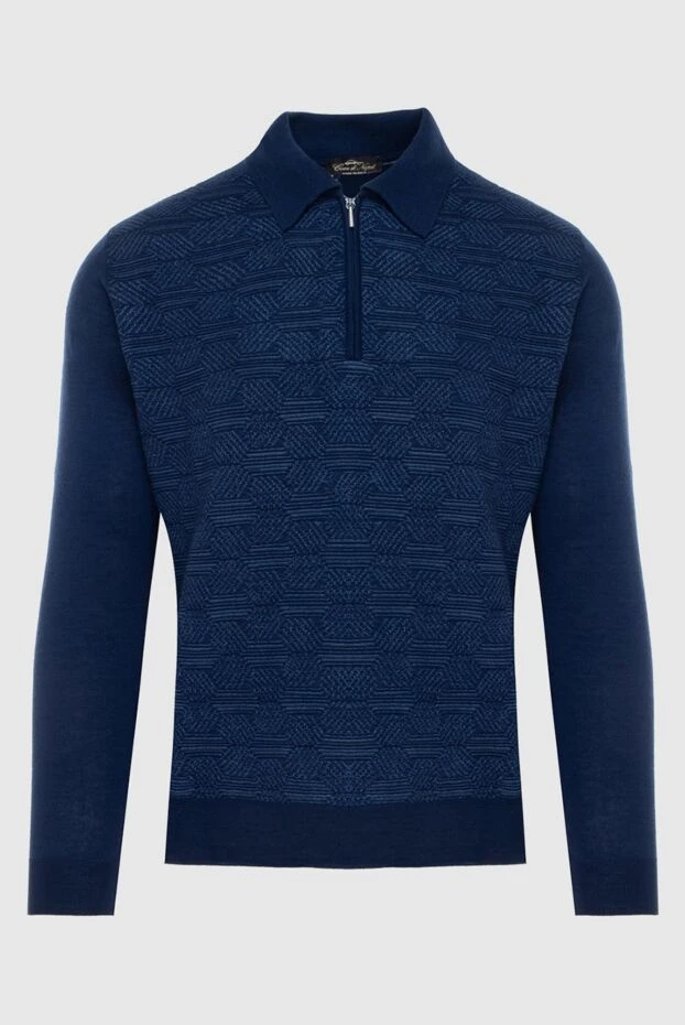 Cesare di Napoli man long sleeve polo in silk and cashmere blue for men buy with prices and photos 171402 - photo 1