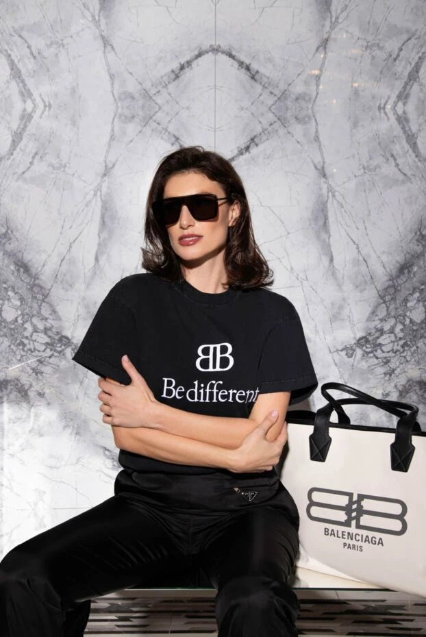 Balenciaga сумка-торба жіноча велика біла з чорними ручками 171408 - фото 3