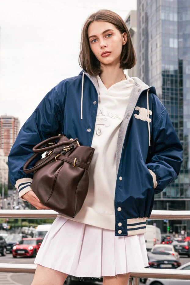 Mini-skirt pleated white made of thick cotton with belt loops - photo 2