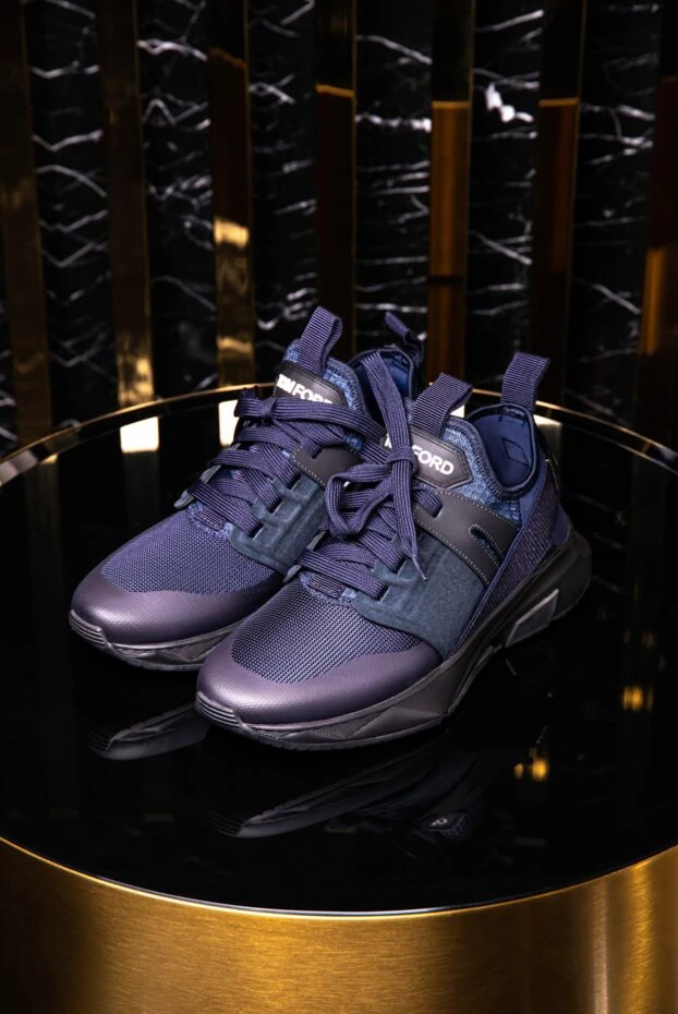 Tom Ford jago neoprene suede sneakers blue men's 171457 - photo 2