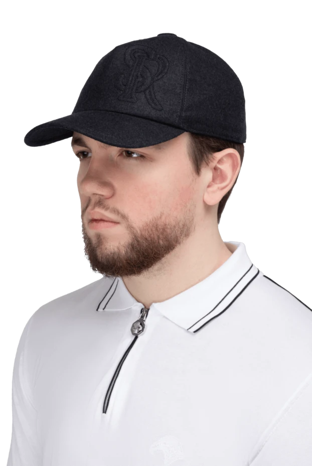 Кепка з вовни та кашеміру сіра чоловіча - фото 2