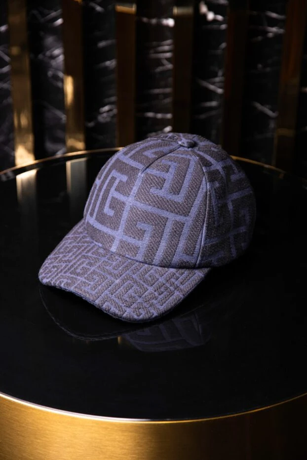 Balmain black cotton cap with textured branded pattern men's 171506 - photo 2