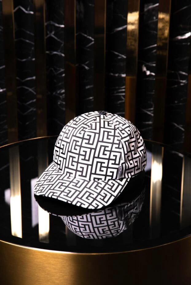 Balmain men's cap with geometric pattern and branded tag 171508 - photo 2