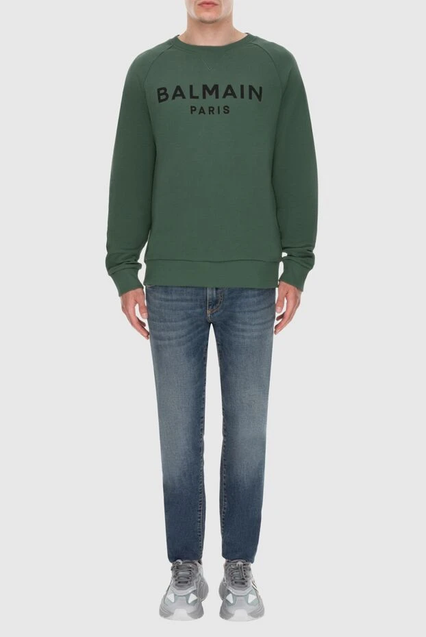 Balmain man sweatshirt cotton green for men 171519 - photo 2