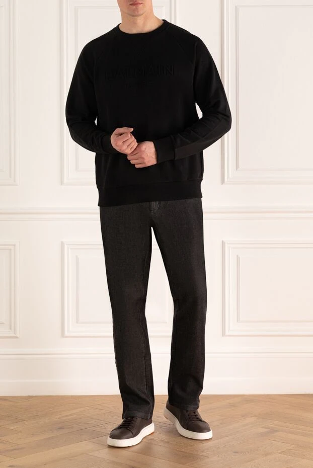 Balmain man sweatshirt cotton black for men buy with prices and photos 171526 - photo 2