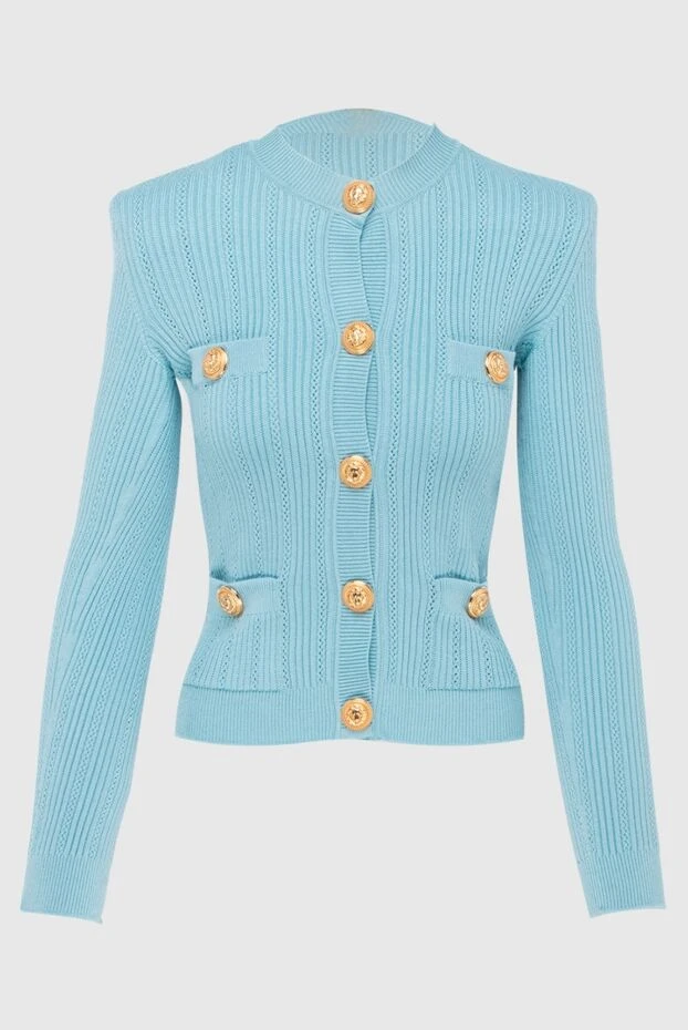 Balmain women's blue cardigan with gilded buttons 171535 - photo 1