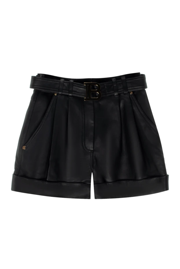 Balmain woman black leather shorts for woman buy with prices and photos 171542 - photo 1