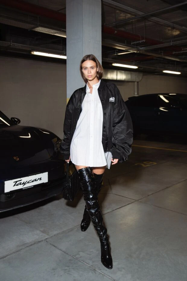 Magda Butrym ботфорти жіночі шкіряні високі лаковані чорні 171601 - фото 3