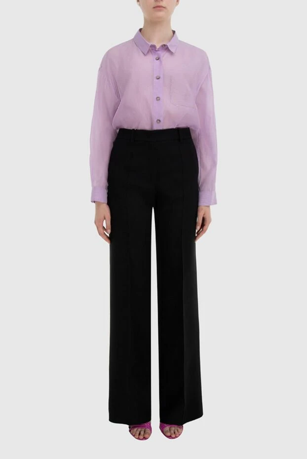 Valentino женские брюки из шерсти и шелка черные женские купить с ценами и фото 171642 - фото 2