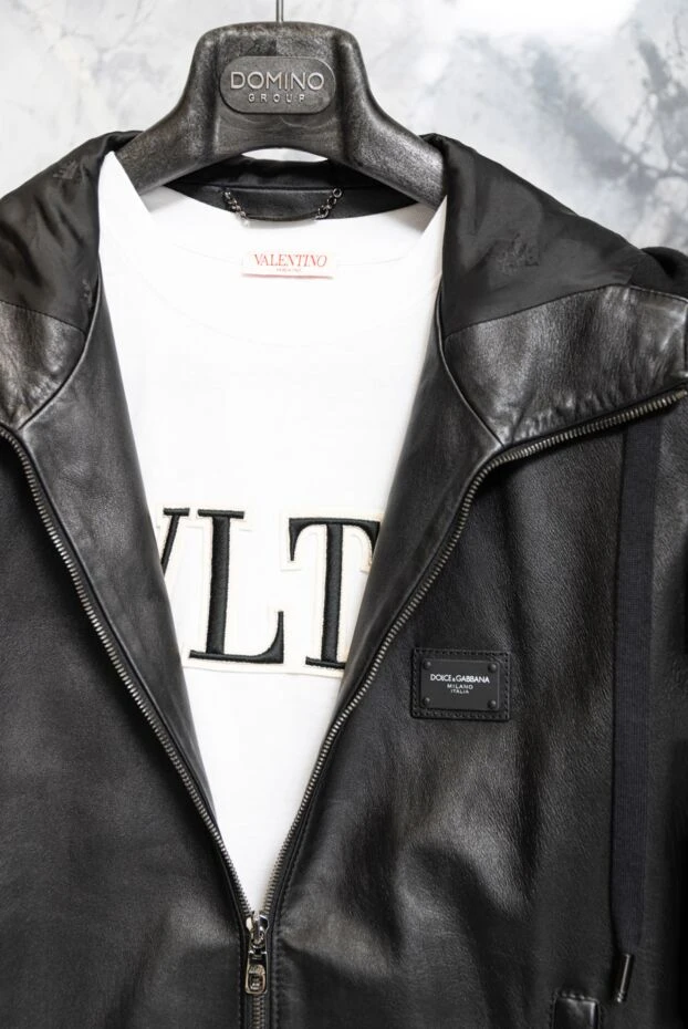 Valentino men's white cotton t-shirt with contrasting vltn lettering 171648 - photo 2