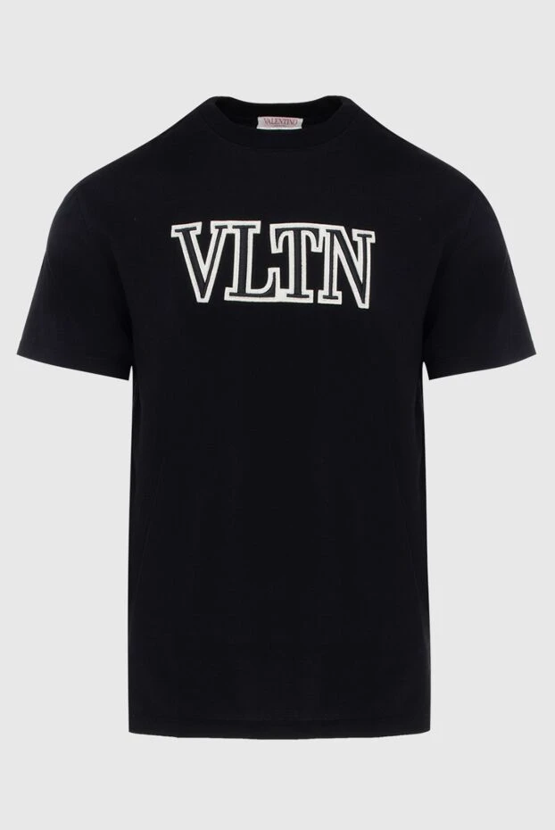 Valentino мужская черная хлопковая футболка с крупным логотипом vltn 195693 - фото 1