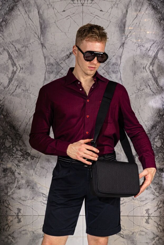 Kiton рубашка из хлопка и лиоцелла фиолетовая мужская 171691 - фото 2