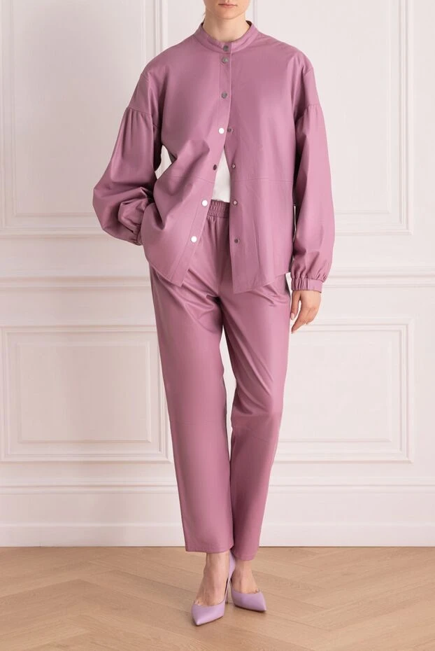 Fleur de Paris жіночі штанний костюм шкіряний рожевий жіночий купити фото з цінами 171696 - фото 2