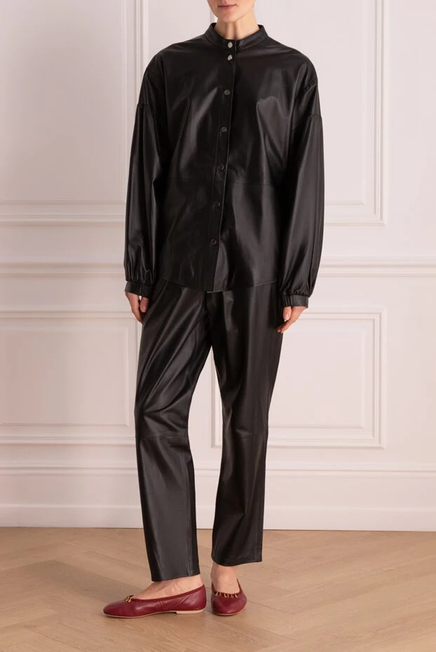 Fleur de Paris женские костюм брючный кожаный черный женский купить с ценами и фото 171697 - фото 2