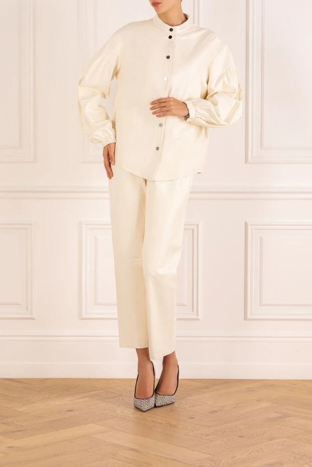 Fleur de Paris woman beige leather trouser suit for woman 171698 - photo 2