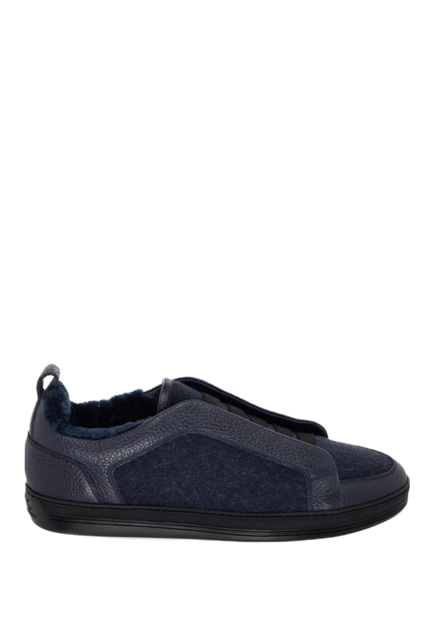 Doucal`s man wool and fur sneakers blue for men 171761 - photo 1